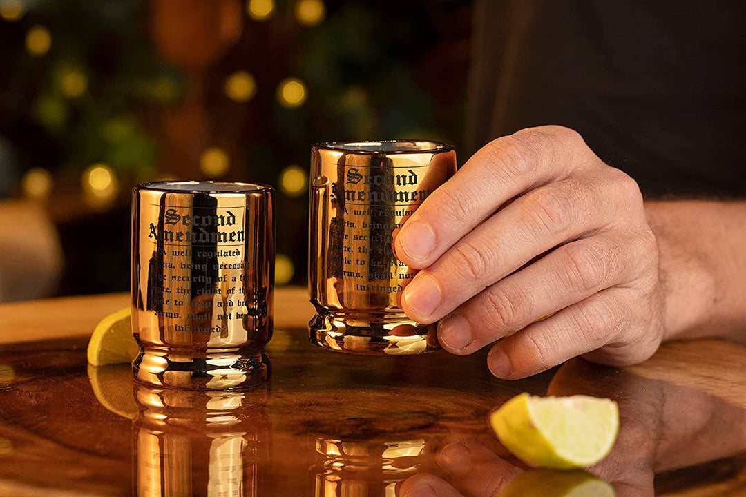 2nd Amendment Engraved 50 Caliber Shot Glasses - Set of 2
