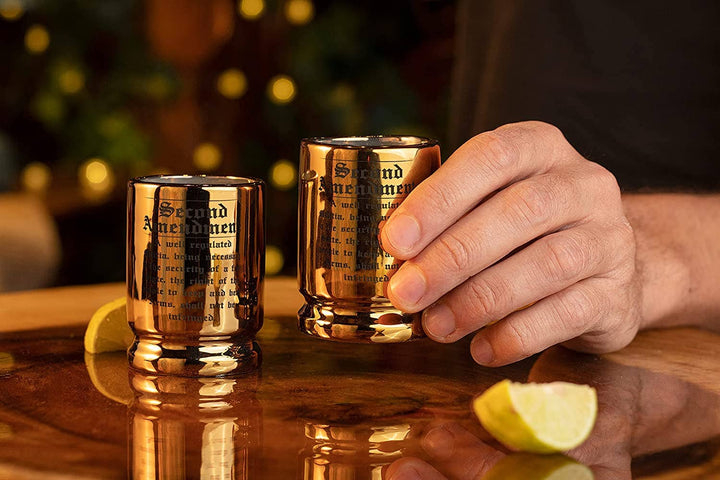 2nd Amendment Engraved 50 Caliber Shot Glasses - Set of 2