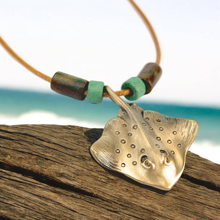 Stingray Necklace Bronze w/Beads