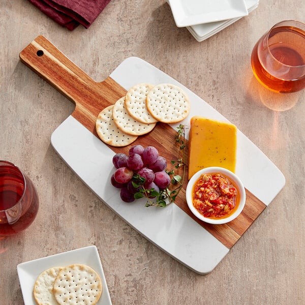 Acacia Wood and Marble Serving Board
