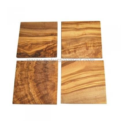 Olive Wood Square Coasters - Set of 4