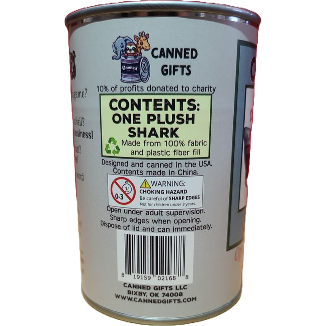 Canned Shark | Stuffed Animal Plush w/Jokes