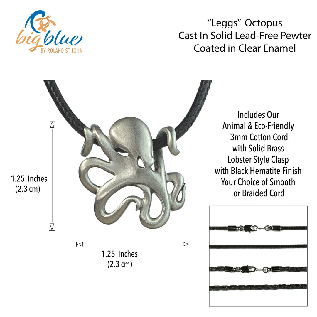 Octopus Necklace with Pewter Pendant, Sea life Gifts