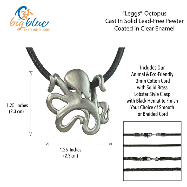 Octopus Necklace with Pewter Pendant, Sea life Gifts
