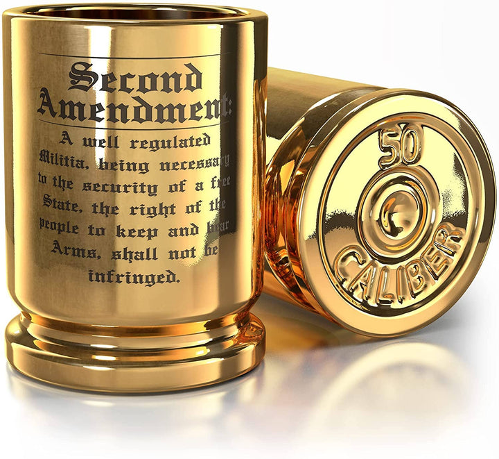 2nd Amendment Engraved 50 Caliber Shot Glasses - Set of 2