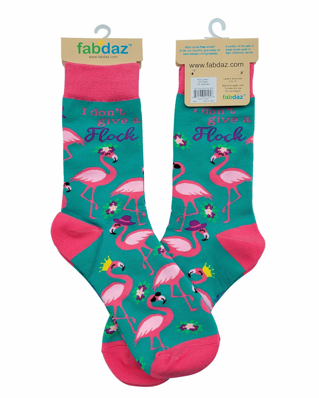 I Don't Give a Flock Women's Crew Socks Featuring Pink Flamingos