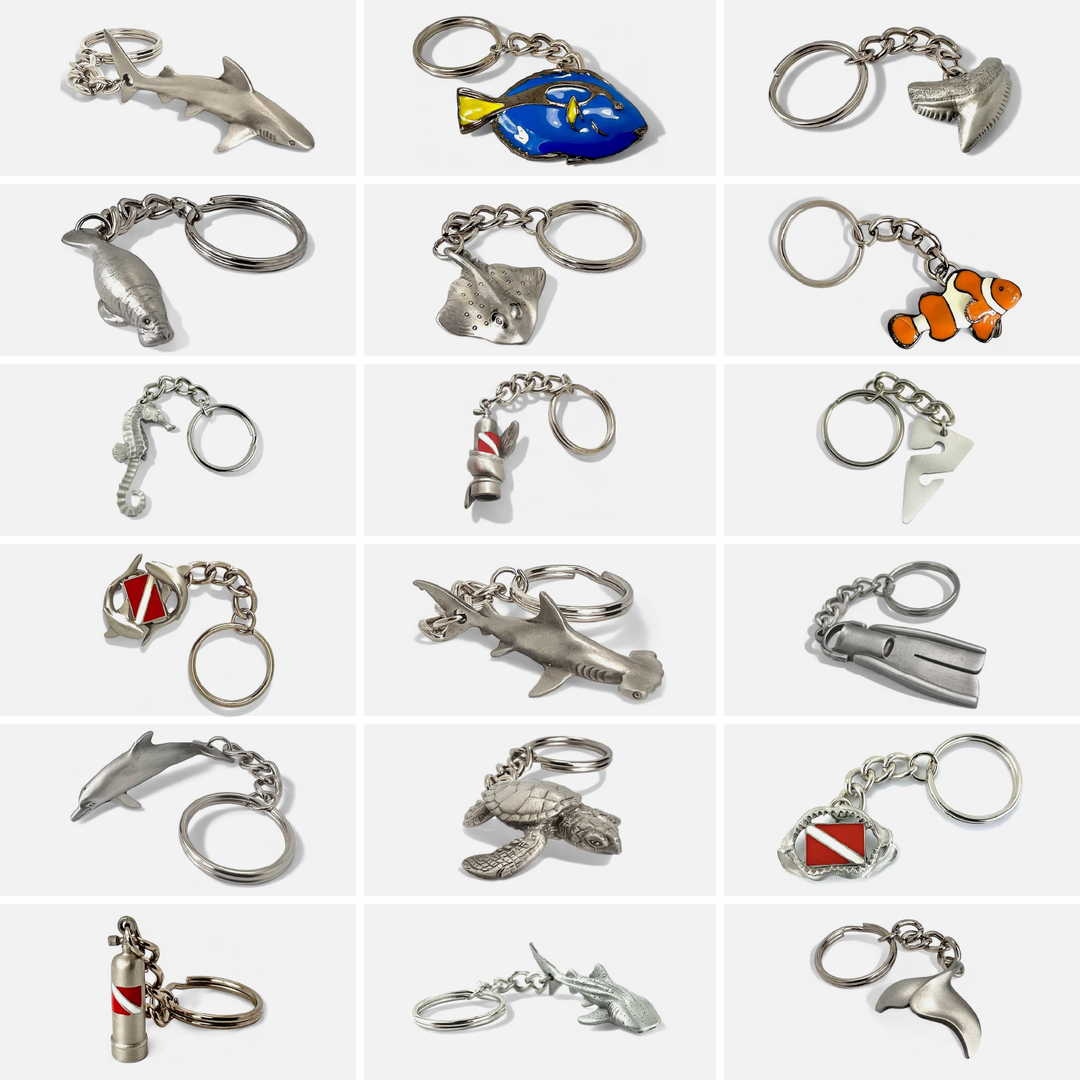 Stingray Keychain, With Diver Flag, Gifts for Scuba Divers