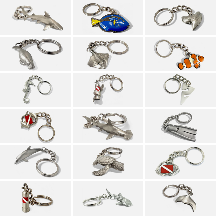 Stingray Keychain, With Diver Flag, Gifts for Scuba Divers