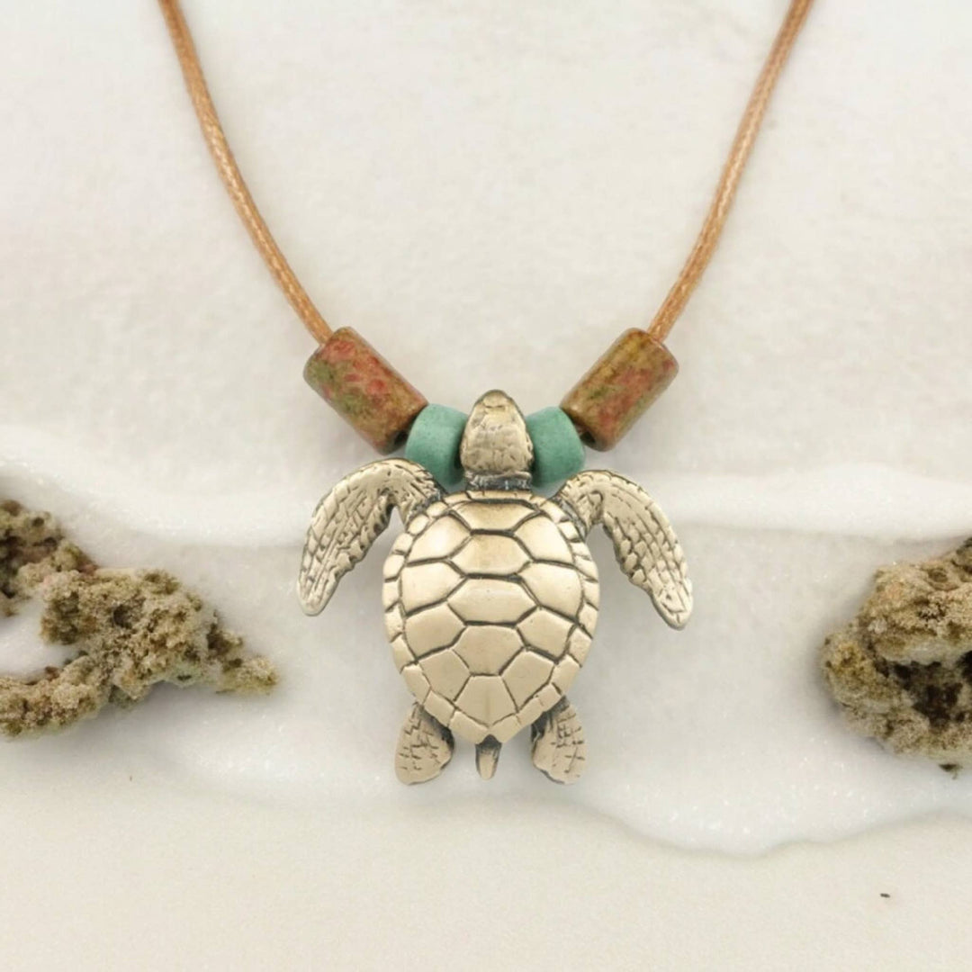 Sea Turtle Necklace – Shoreline Collection (18") w/Beads