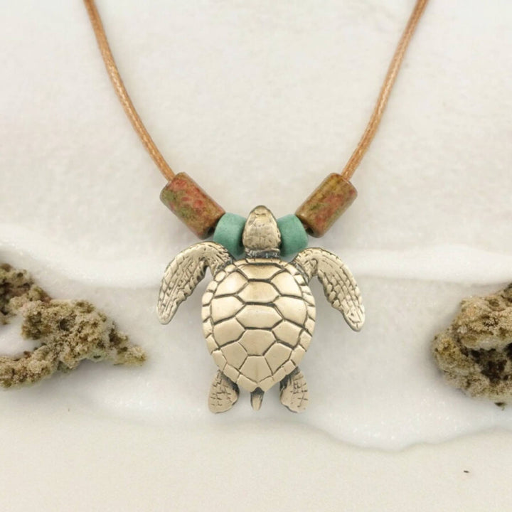 Sea Turtle Necklace – Shoreline Collection (18") w/Beads