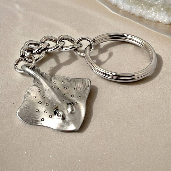 Stingray Keychain, With Diver Flag, Gifts for Scuba Divers