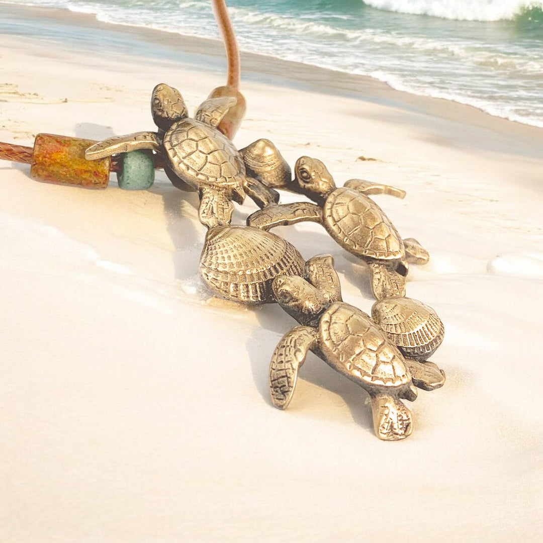 Hatchlings Turtles Bronze w/Beads
