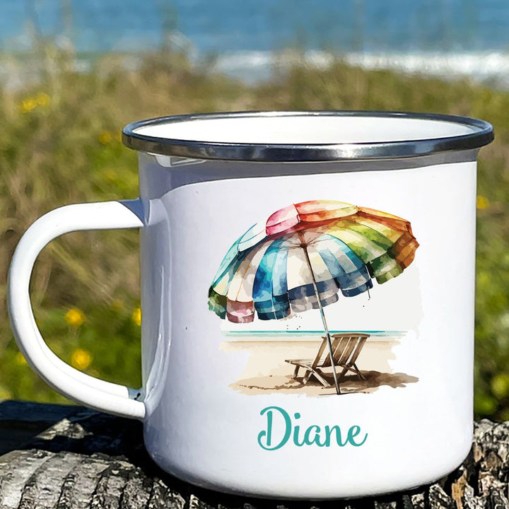 Beach Umbrella Personalized Camp Mug