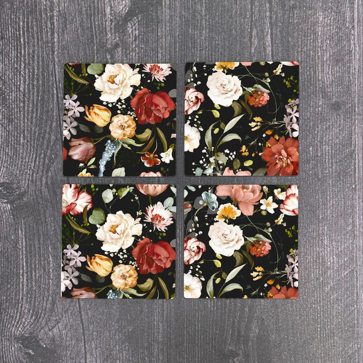 Black Floral Coasters