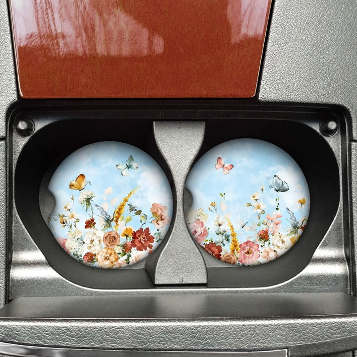 Butterfly And Flower Car Coaster