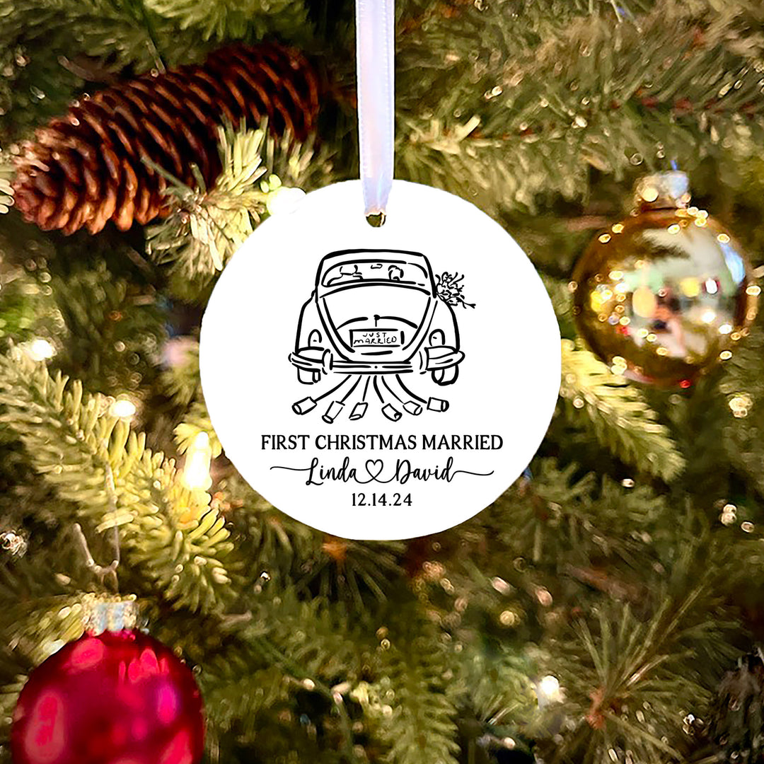 Just Married Car Personalized Ornament