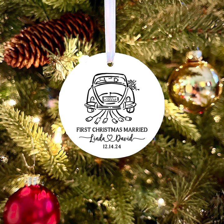 Just Married Car Personalized Ornament
