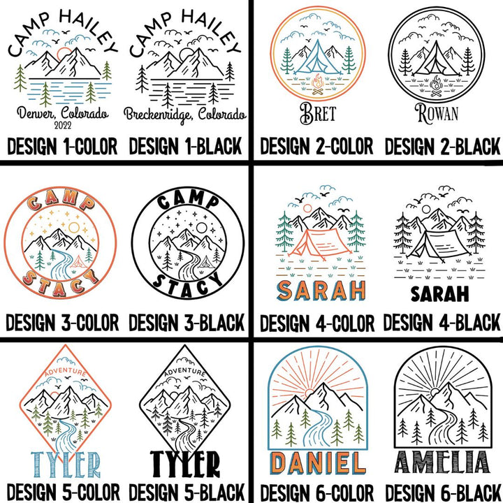 Color Line Art Personalized Camping Themed Mug