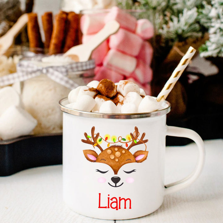 Christmas Lights Reindeer Personalized Camp Mug