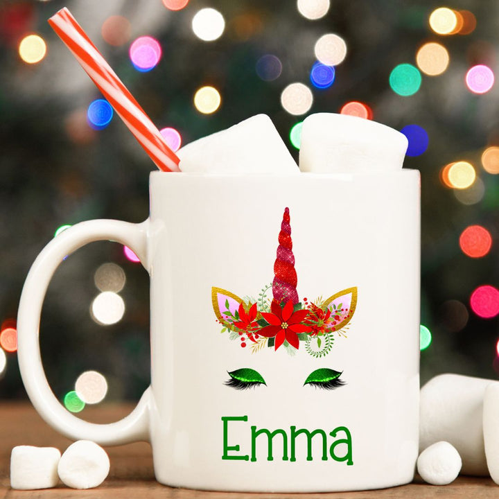 Red Christmas Unicorn Personalized Mug