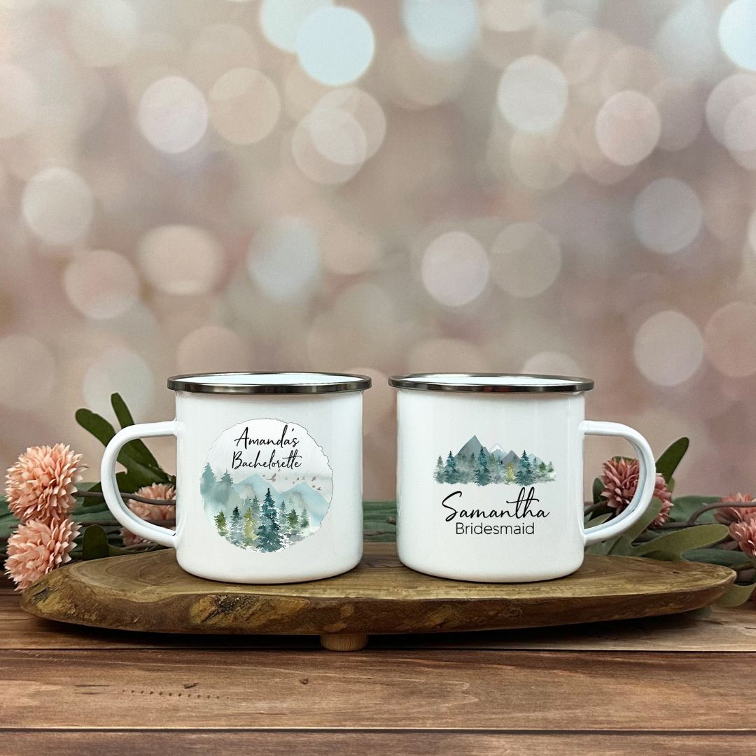 Circle Forest Scene Wedding Bachelorette Party Personalized Camp Mug