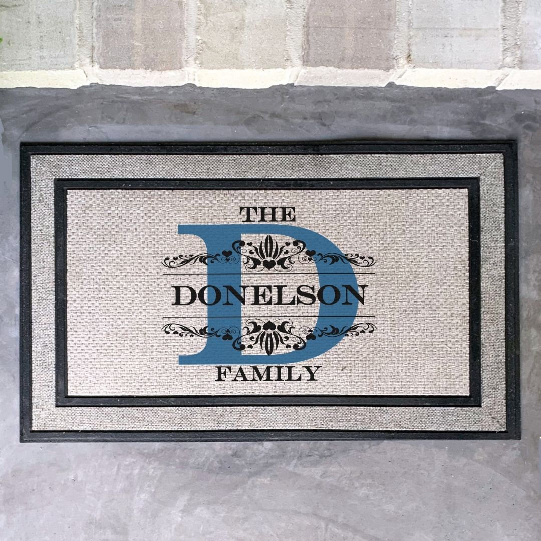 Colored Initial And Name Doormat