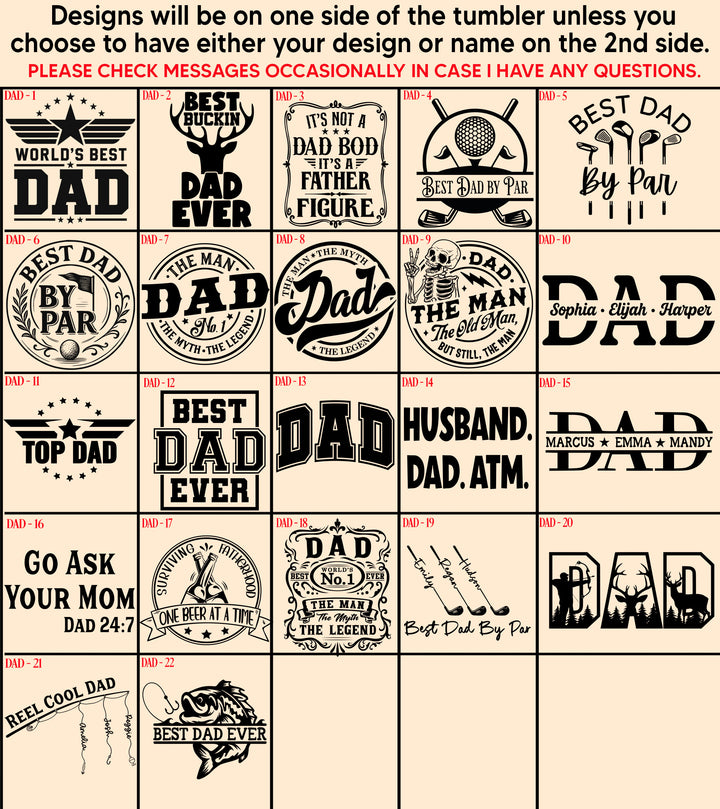 Personalized Laser Engraved Tumbler for Dad