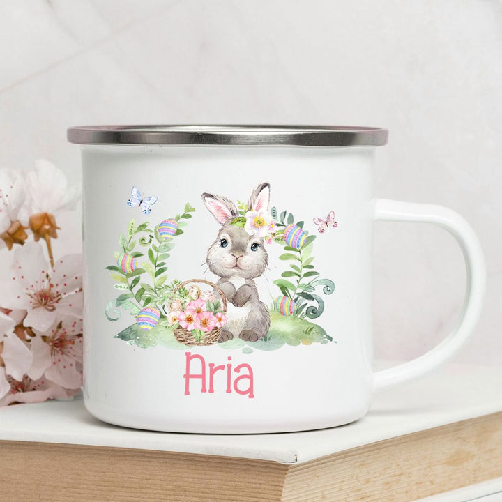 Flower Basket Easter Bunny Personalized Camp Mug