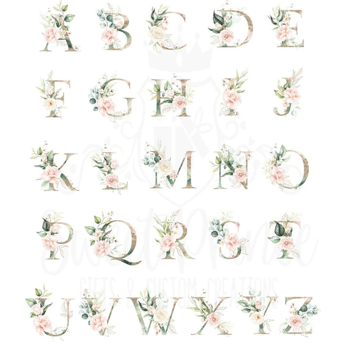 Pink Flower Initial Mug