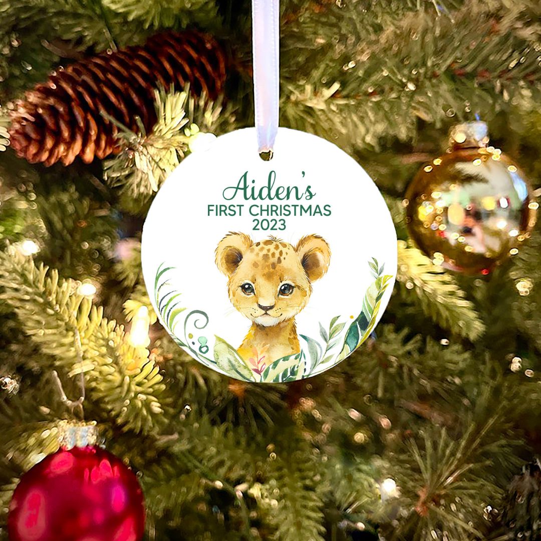 Lion Cub Boy First Christmas Personalized Ornament