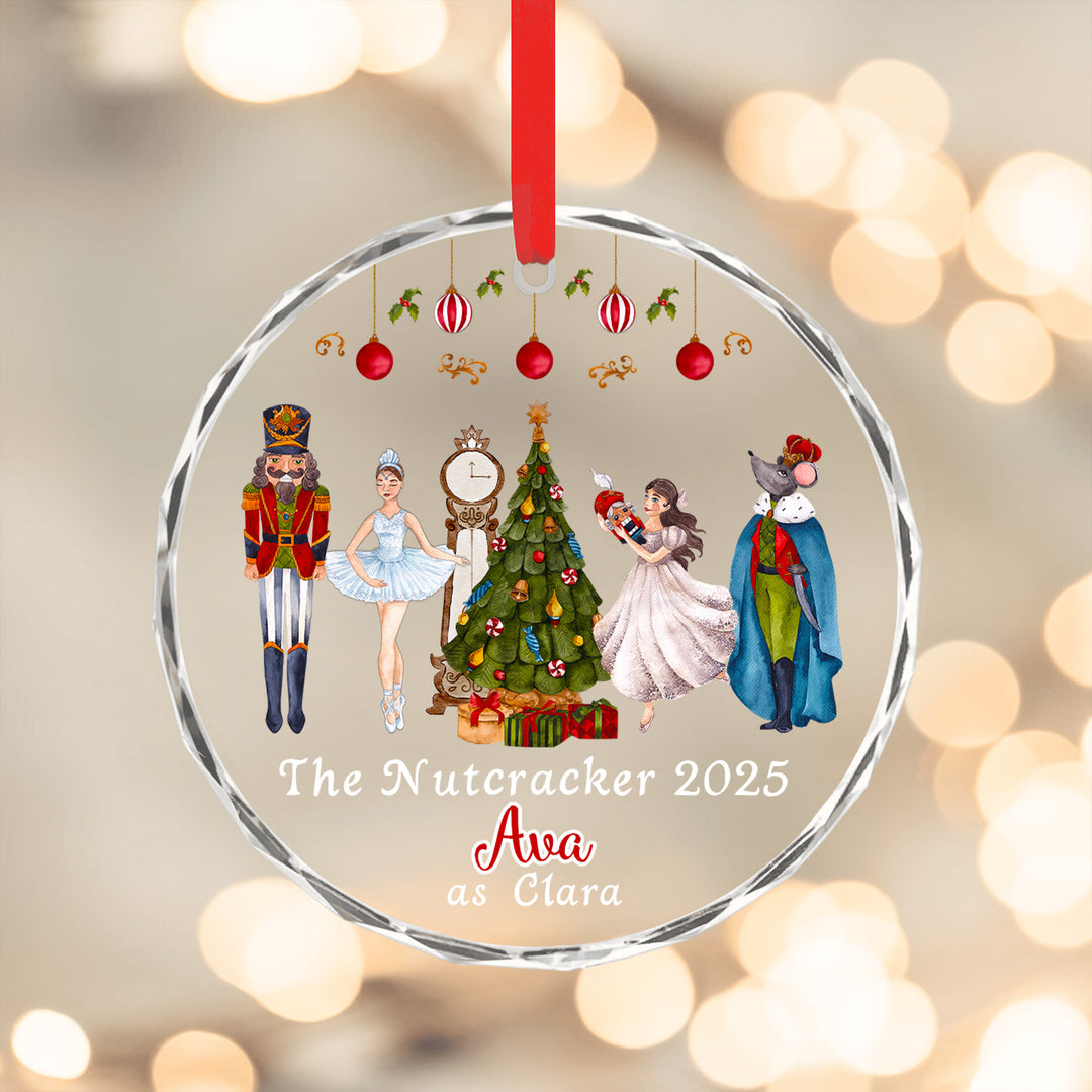 Nutcracker Ballet Personalized Crystal Glass Ornament
