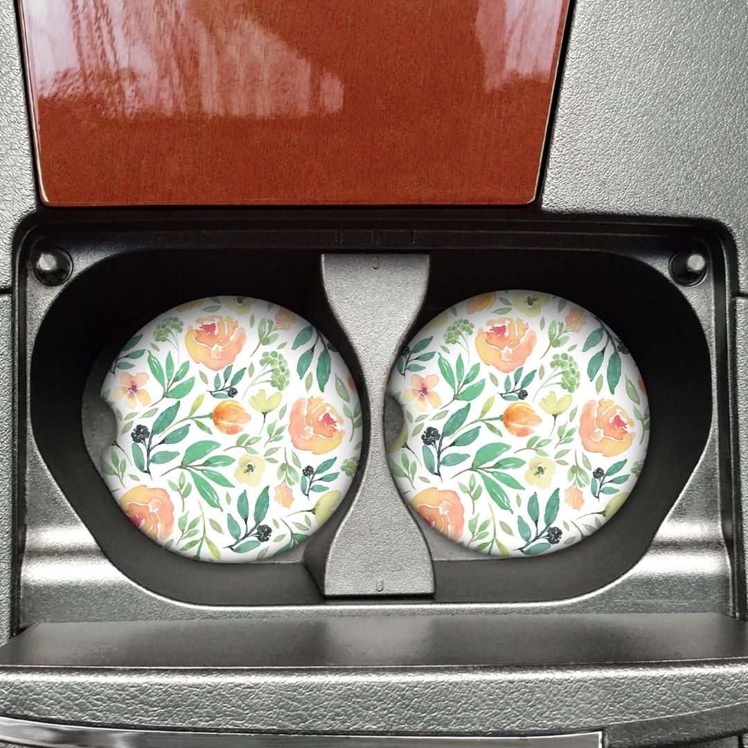 Orange Flowers Car Coaster