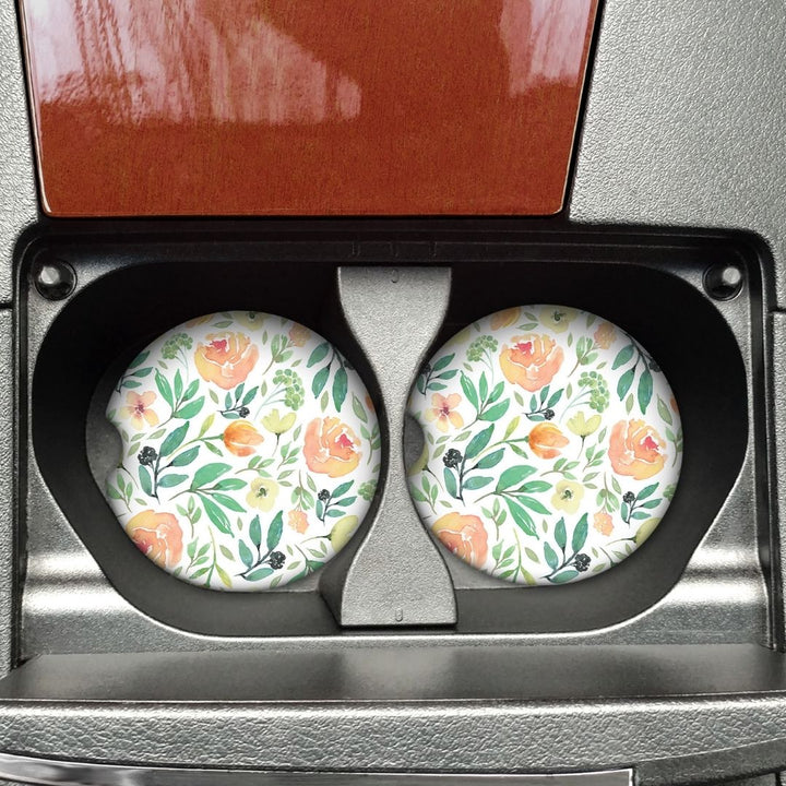 Orange Flowers Car Coaster