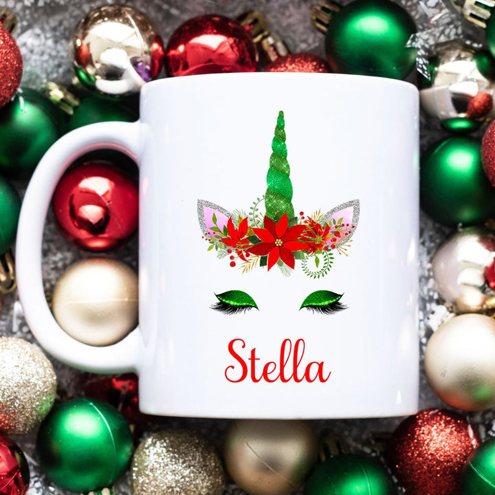 Green Christmas Unicorn Personalized Mug