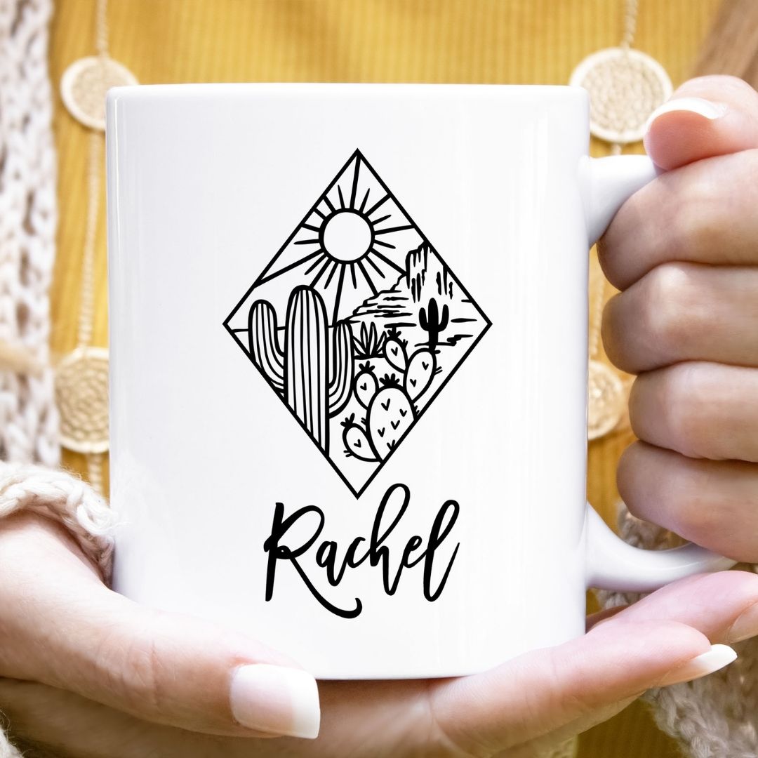 Black and White Desert Scene Personalized Mug
