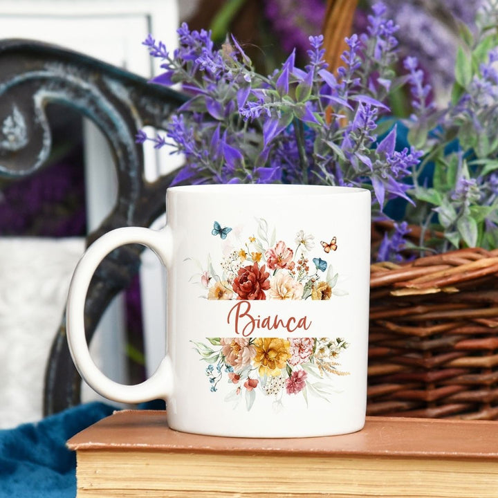 Flowers and Butterflies Personalized Mug