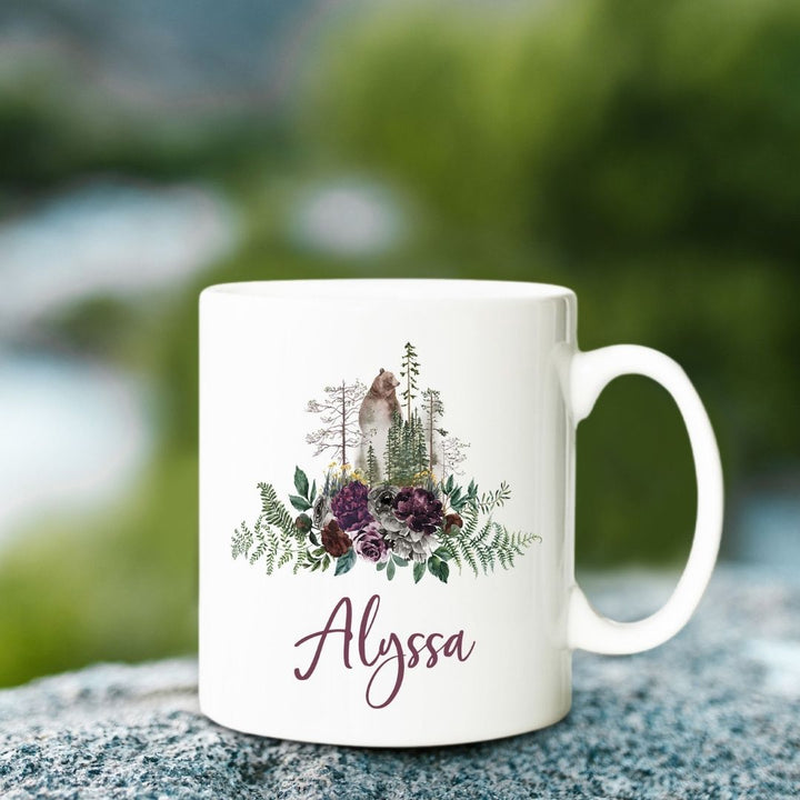 Foggy Forest Bear Personalized Mug