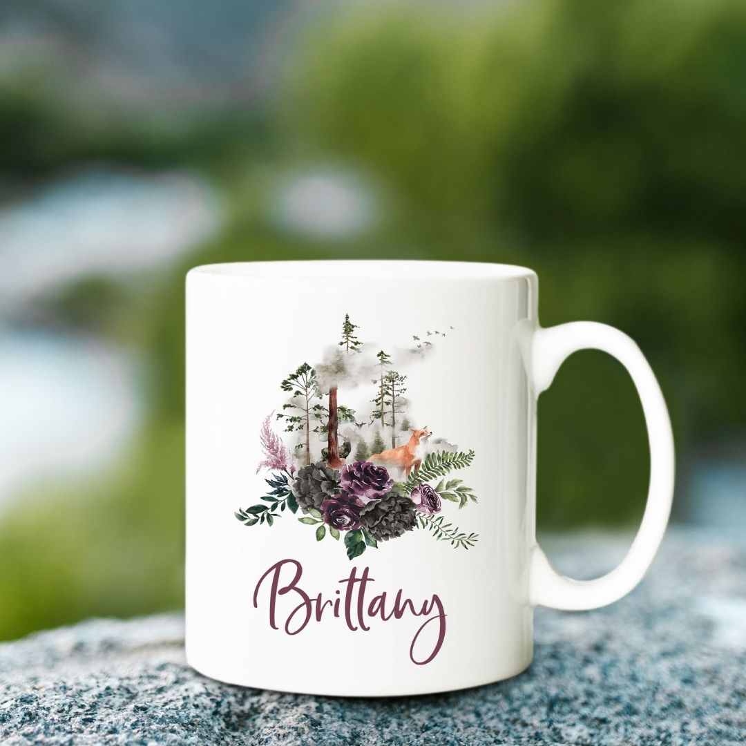 Foggy Forest Fox Personalized Mug