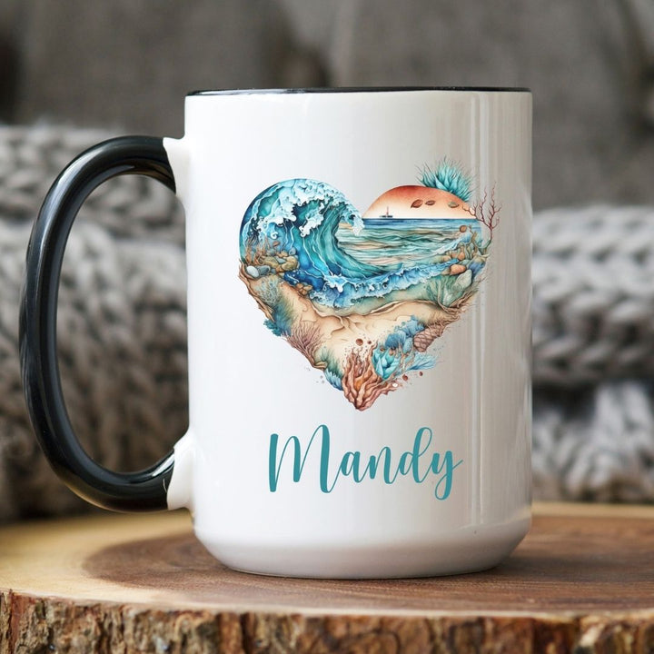 Beach Heart Personalized Mug