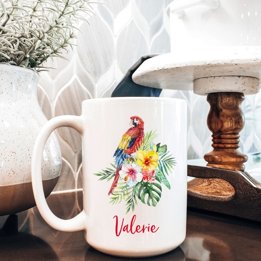 Tropical Parrot Personalized Mug