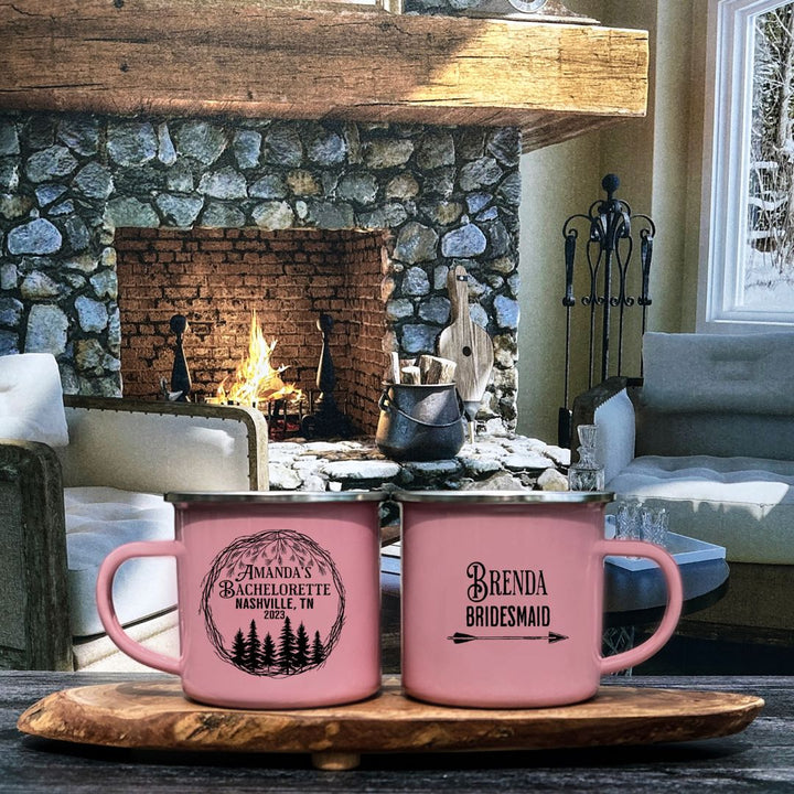 Pink Forest Bachelorette Party Personalized Camp Mug