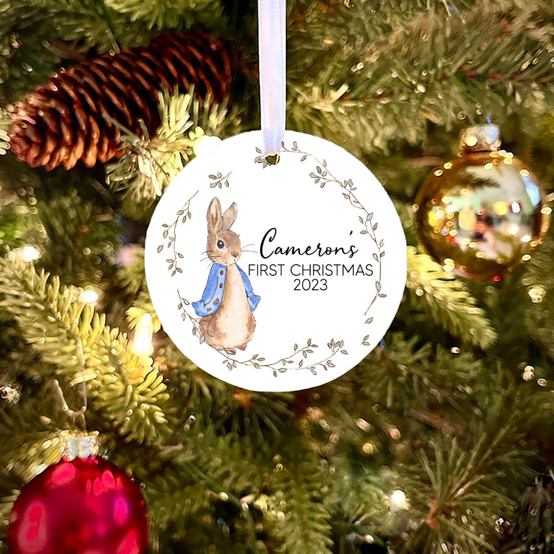 Rabbit First Christmas Personalized Ornament