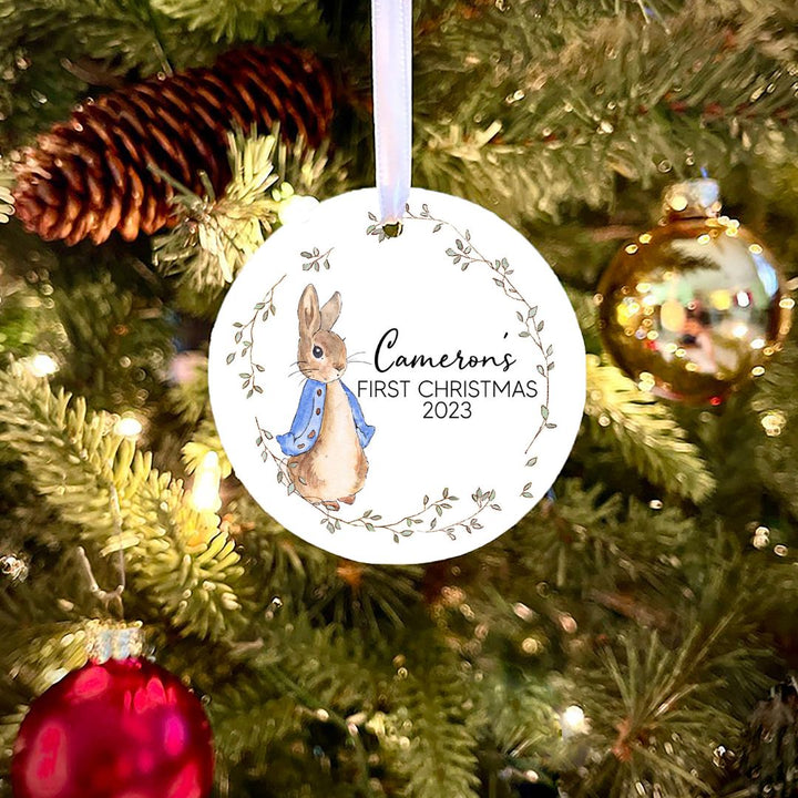 Rabbit First Christmas Personalized Ornament