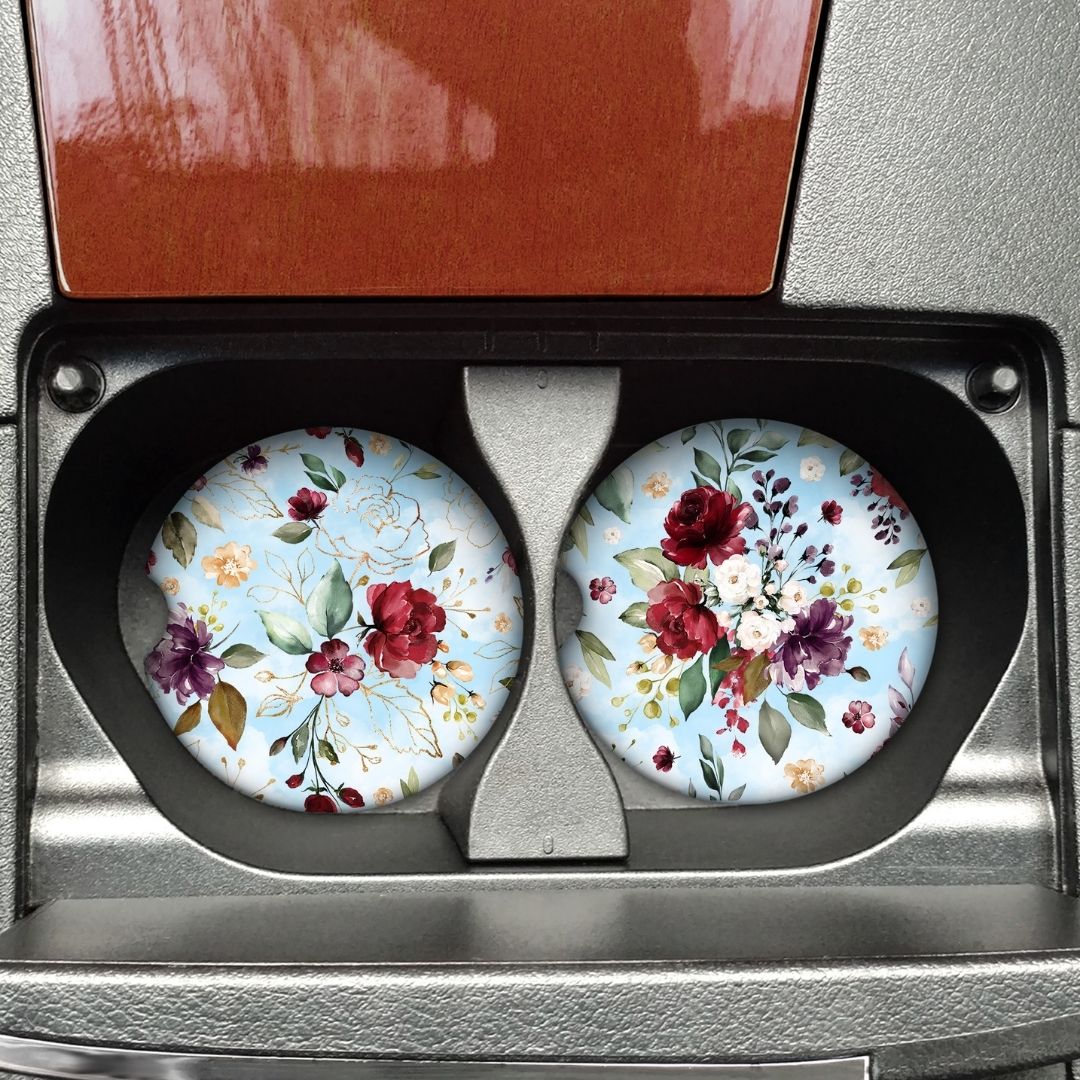 Red Flower Car Coaster