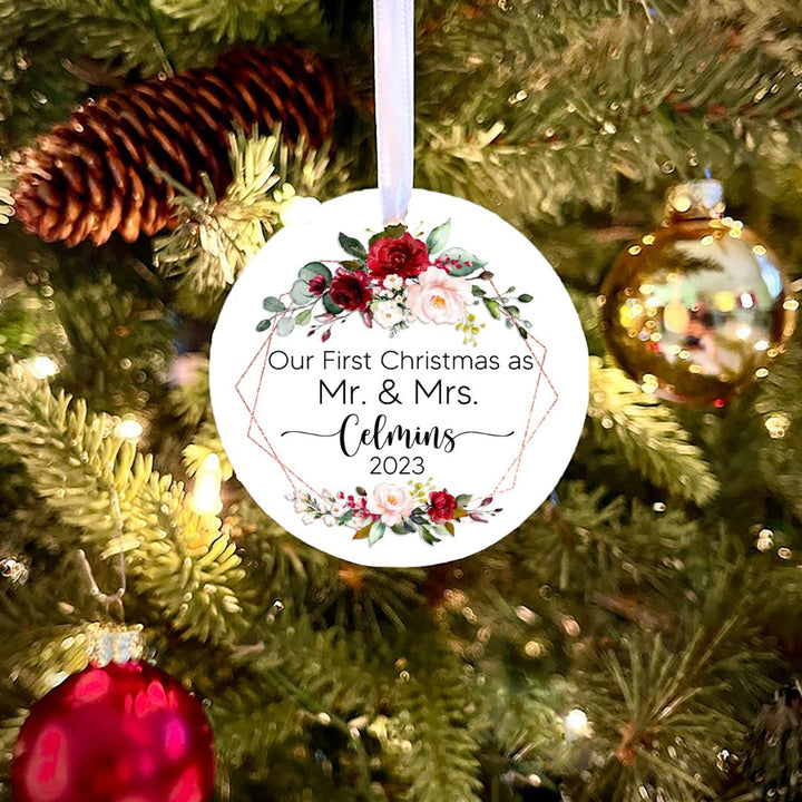 Red Roses Mr & Mrs Personalized Ornament