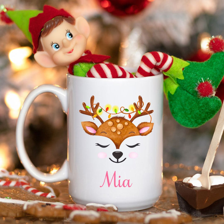 Christmas Lights Reindeer Personalized Mug