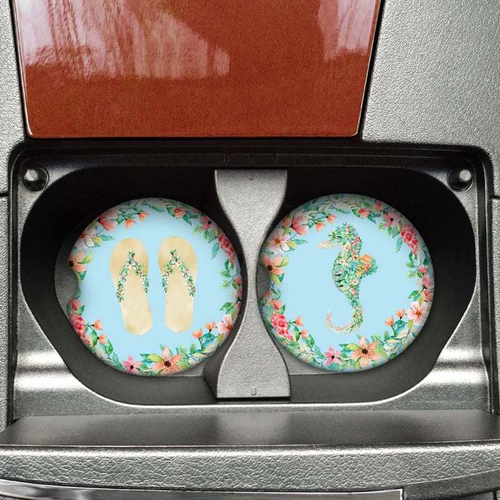 Seahorse Flip Flops Car Coaster