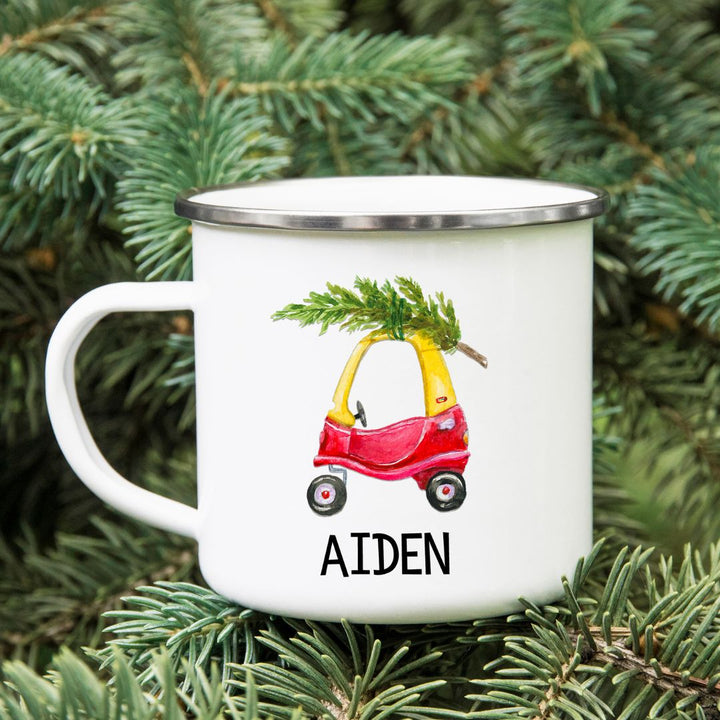 Toy Car Christmas Tree Personalized Camp Mug