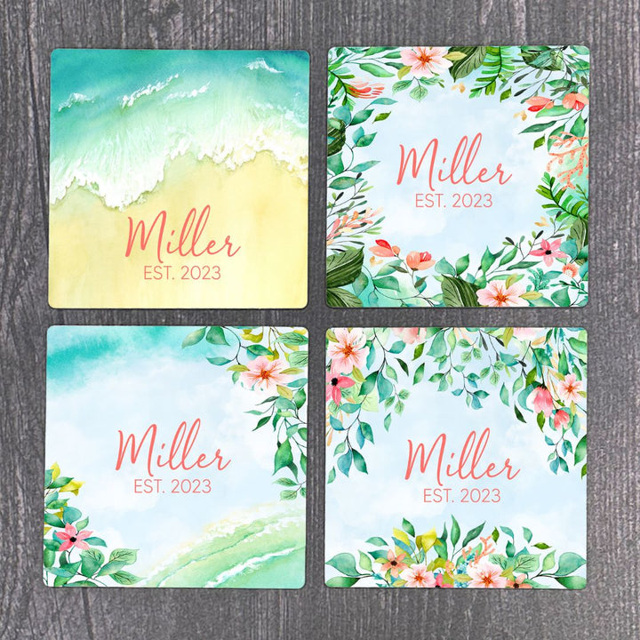Tropical Custom Name Coasters