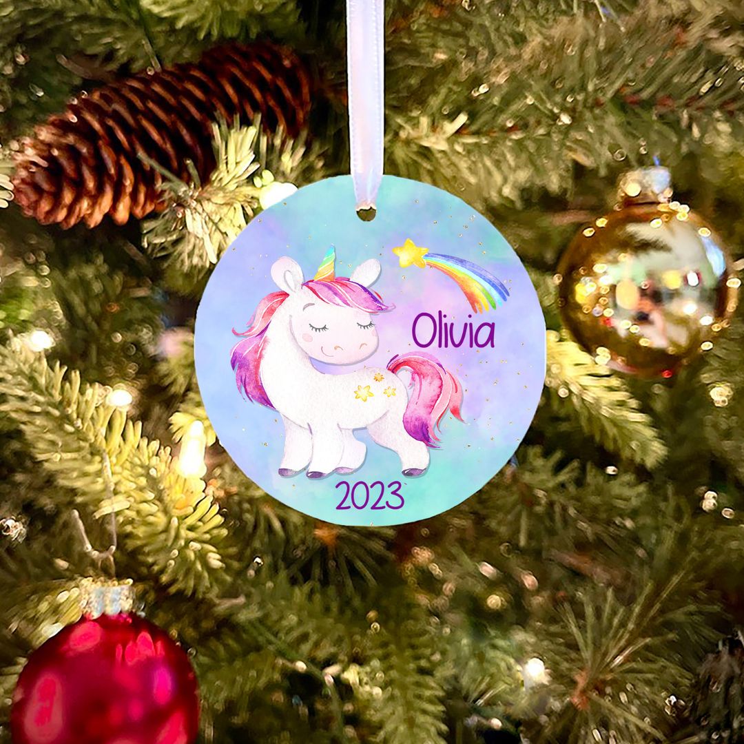 Pastel Unicorn Personalized Ornament